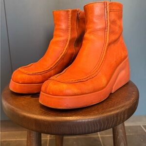 Camper Orange Leather Ankle Boots